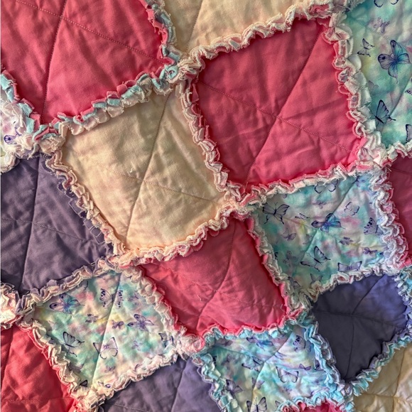 NEW Handmade Patchwork Rag Quilt for Baby, Shower Gift Idea, size approx 29”x39” - Picture 2 of 9
